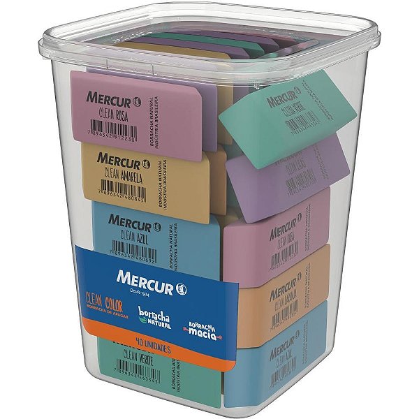 Borracha Colorida Clean Color Pote com 40 Unidades