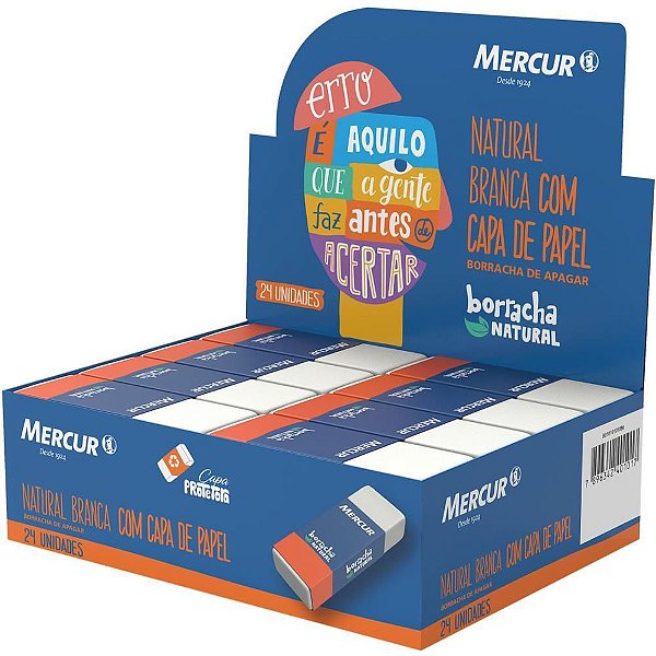 Borracha Branca Natural com Capa Papel CX com 24