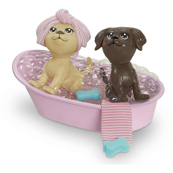 Barbie Mini PETS Hora do Banho com 2 PETS e Acessórios – Mattel