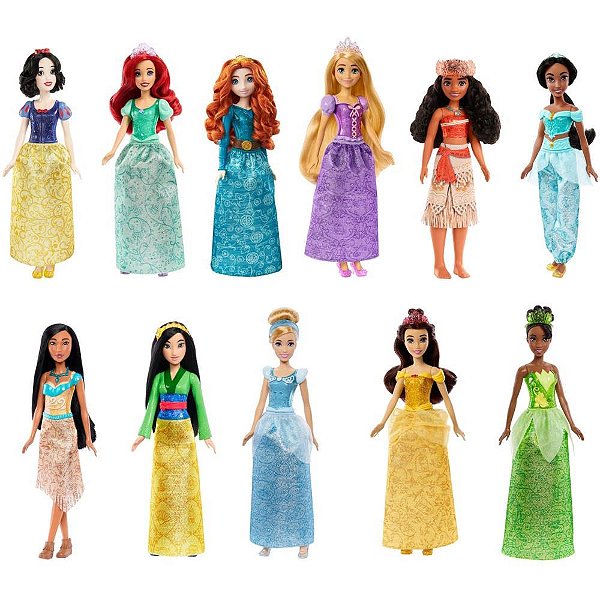Boneca Disney Princesa Saia Cintilante Caixa com 6 Sortidas