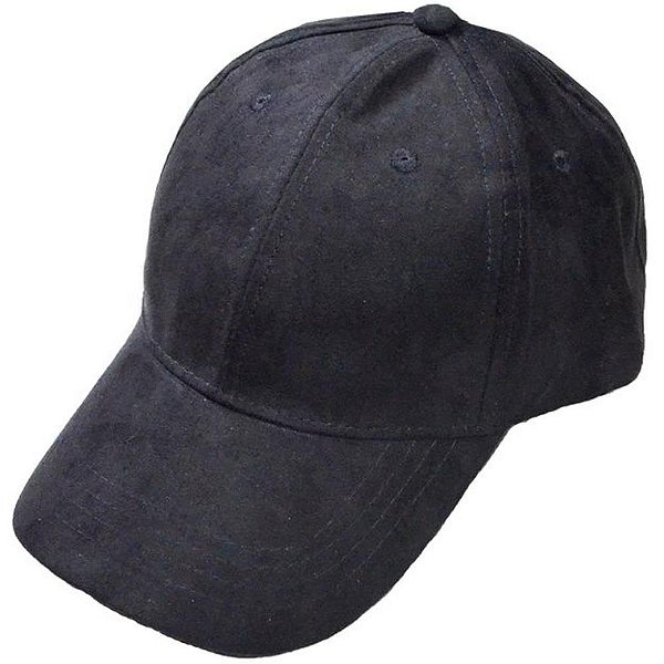 Boné Masculino Preto Liso Suede ABA Curva - Pacote com 6