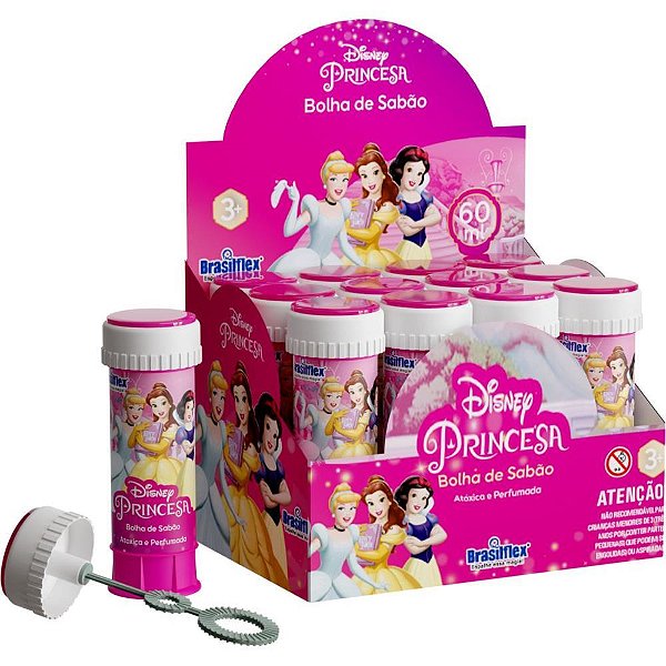 Bolha de Sabão Princesas 60ML com Jogo Caixa com 12