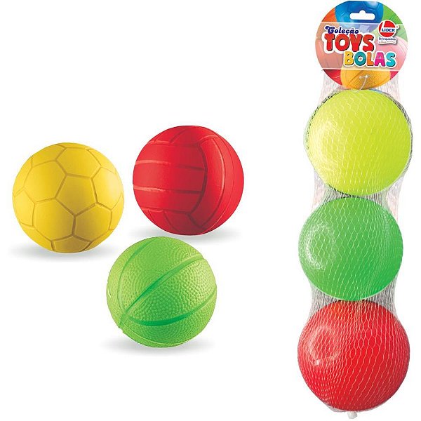Bola Infantil TOYS Bolinhas de Vinil N4 Mini Pacote com 03