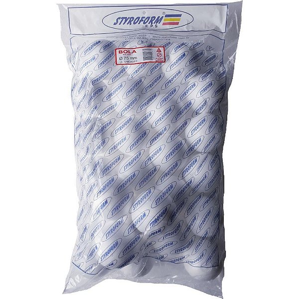 Bola de Isopor em EPS 75MM Pacote com 25 Bolinhas