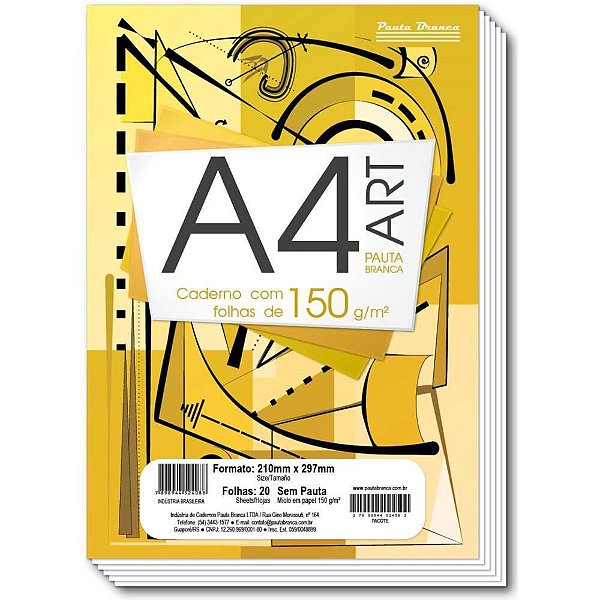 Bloco Técnico sem Margem Desenho A4 ART PB 150G - Pacote com 10
