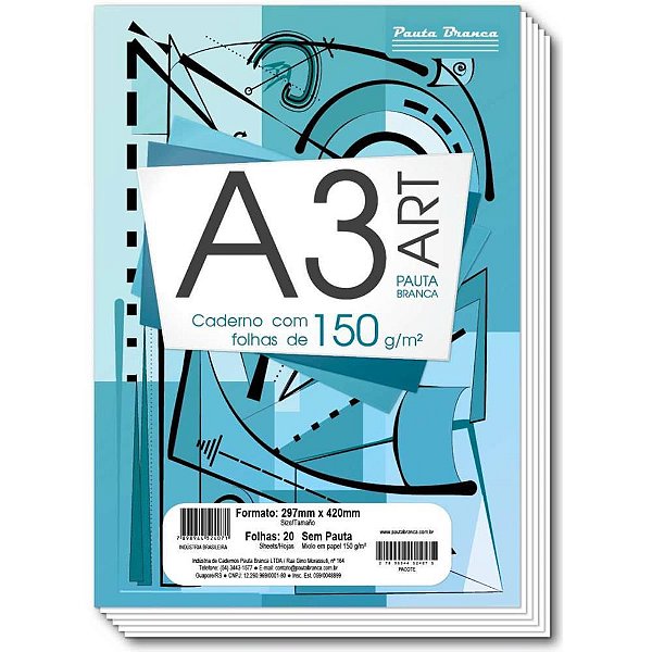 Bloco Técnico sem Margem Desenho A3 ART PB 150G - Pacote com 5
