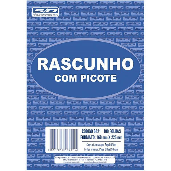 Bloco para Rascunho com Picote e Grampo 100F160X225 PCT com 10
