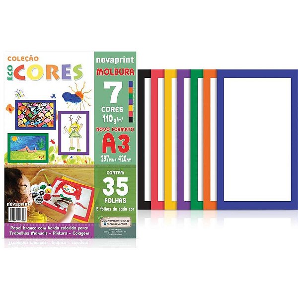 Bloco para Educação Artística Moldura A3 7 Cores 110G – 35 Folhas