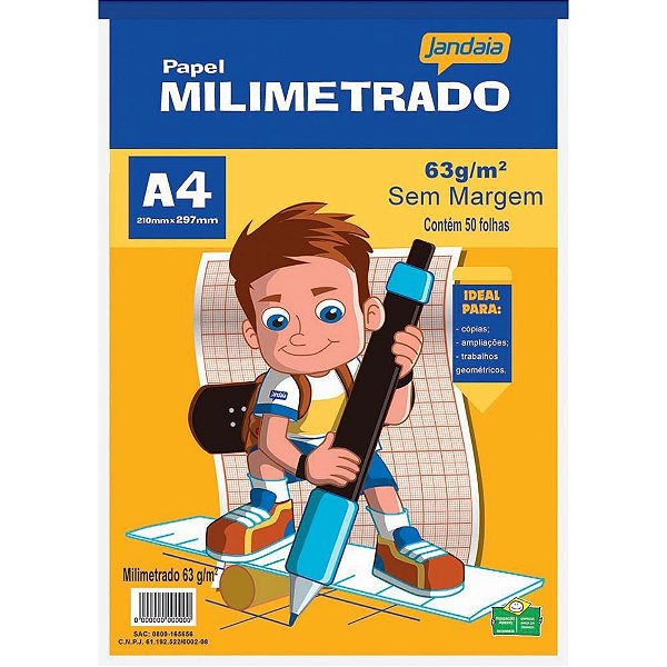 Bloco para Educação Artística Basic ART Milimetrada A4 50 Folhas - Pacote com 10 Unidades