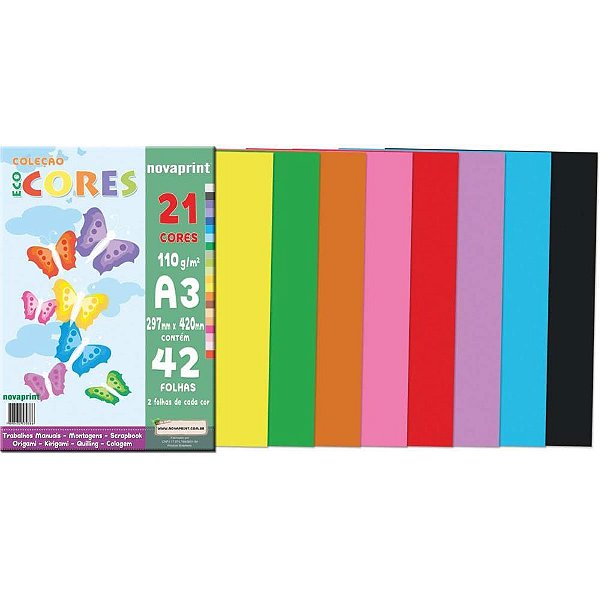 Bloco para Educação Artística A3 Ecocores 21 Cores Sortidas 110G - 42 Folhas