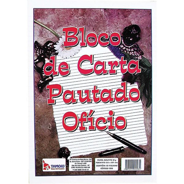 Bloco para Carta Branco A4 Pautado 210X297MM 50 Folhas