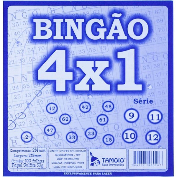 Bloco para Bingo Bingão Sulfite 4X1 100 Folhas PCT com 06