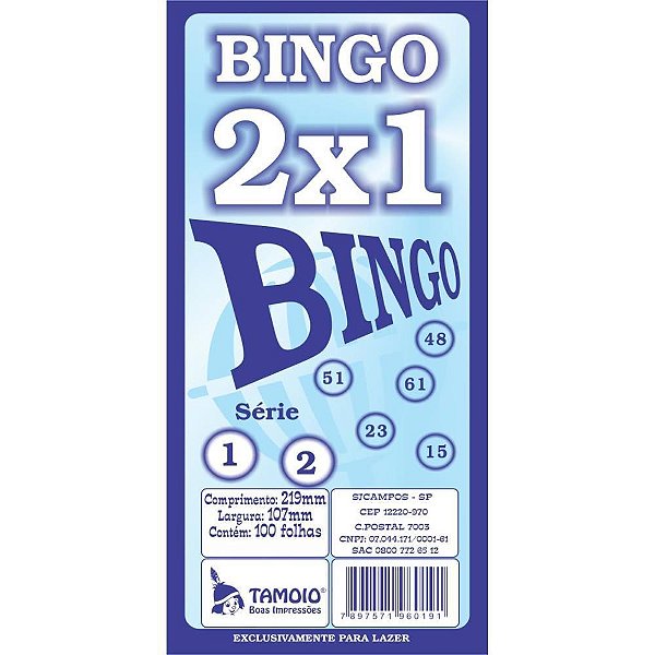 Bloco para Bingo Bingão Sulfite 2 X1 100 Folhas PCT com 12