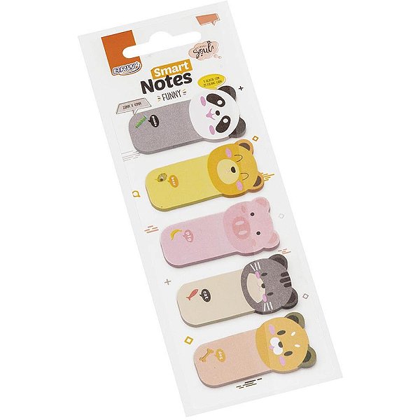Bloco Marcador de Página Adesivo SMART Notes FUNNY Bichinhos - KIT com 5 Blocos