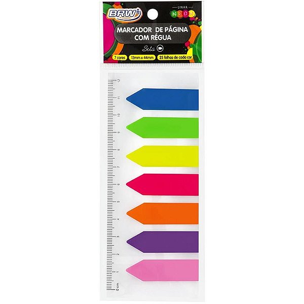 Bloco Marcador de Página Adesivo SMART Notes Flecha com Régua 25 Folhas
