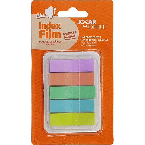 Bloco Marcador de Página Adesivo INDEX FILM 5 Cores Pastel - 24 Folhas