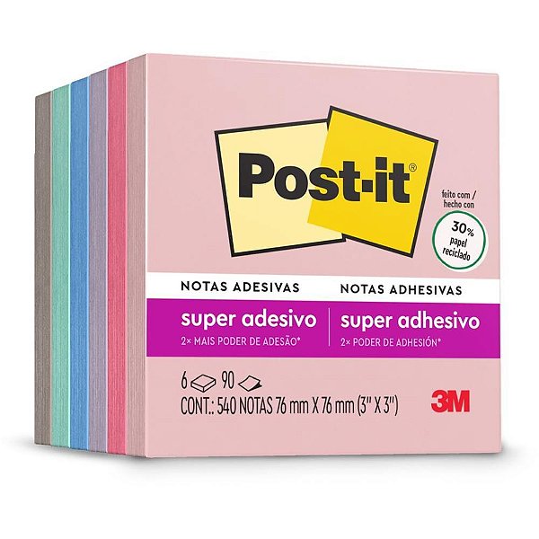 Bloco de Recado POST-IT Coleção para Viajar 76X76MM Pacote com 06