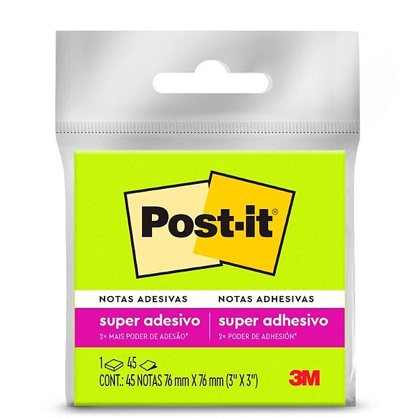 Bloco de Recado POST-IT Super Adesivo 76X76MM Verde 45 Folhas