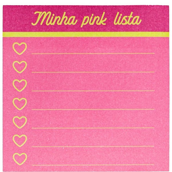 Bloco de Recado Autoadesivo Vibes PINK com Linhas 76X76MM 100 Folhas Caixa com 12