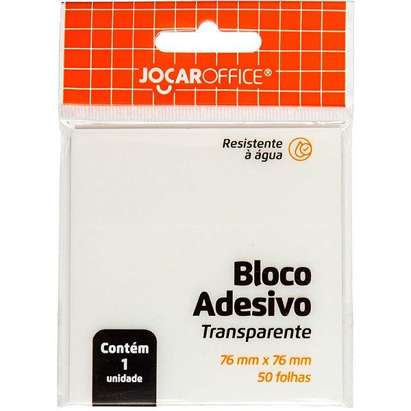 Bloco de Recado Autoadesivo Transparente 76X76MM 50 Folhas - Caixa com 12