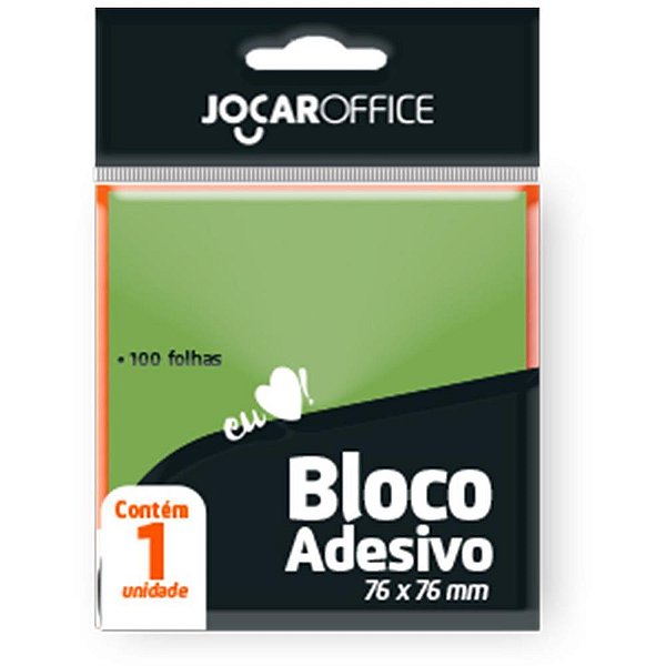 Bloco de Recado Autoadesivo Jocar Verde 76X76MM 100 Folhas Caixa com 24