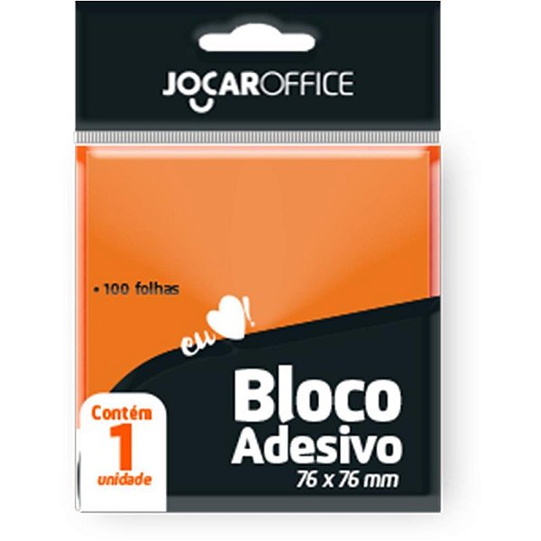 Bloco de Recado Autoadesivo Jocar Laranja 76X76MM 100 Folhas - Caixa com 24