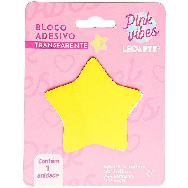 Bloco de Recado Autoadesivo Estrela TRANSP AM 69X69 50FLS CX com 12