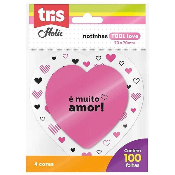 Bloco de Recado Autoadesivo Coração 70X70 Love Colors 100F