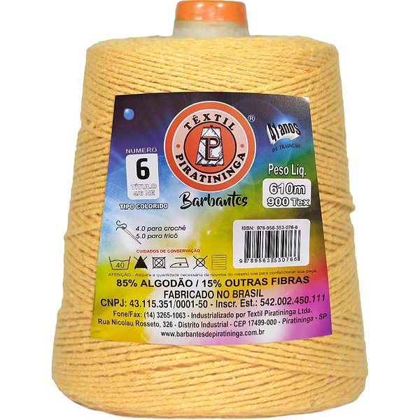 Barbante Colorido 600G 4/6 Fios 610M Amarelo OUR