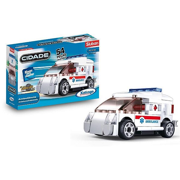 Brinquedo para Montar Ambulancia Fricção 54 Peças