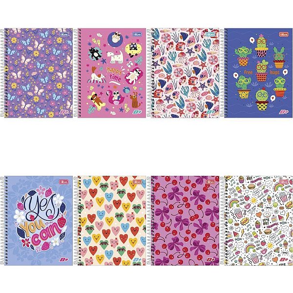 Caderno 10X1 Capa Dura Colegial D+ Feminino 200 Folhas - Pacote com 04 Unidades