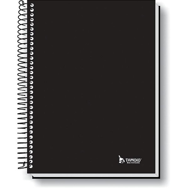 Caderno Espiral 1/4 Capa Dura Neutro Preto 48 Folhas - Pacote com 5 Unidades