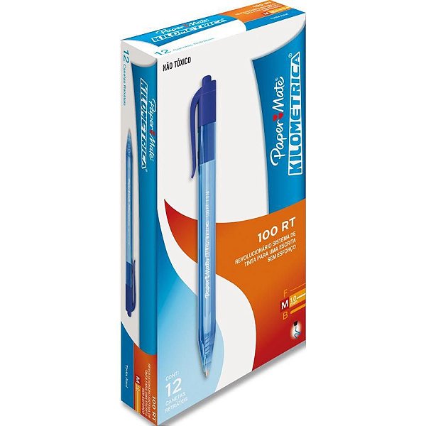 Caneta Retratil Kilometrica 100 Azul
