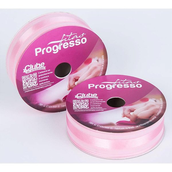 Fita Voal com Cetim 22MM 10M Rosa Claro