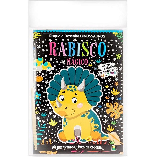 Livro Infantil Colorir Dinossauro Rabisco Mágico - 8 Páginas