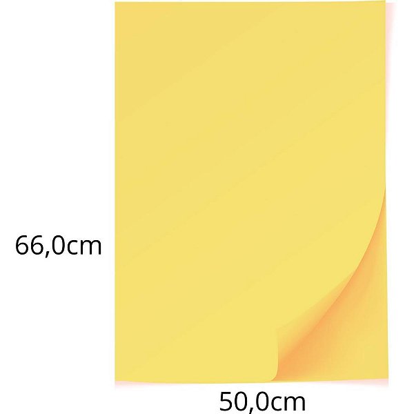 Papel Cartolina Amarelo Escolar 50X66CM 140G - Pacote com 100 Unidades