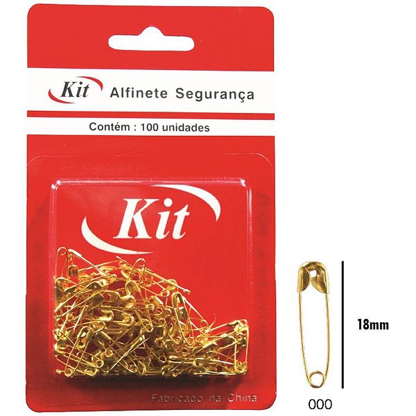 Alfinete Segurança N.000 Dourado Cartela  com 100