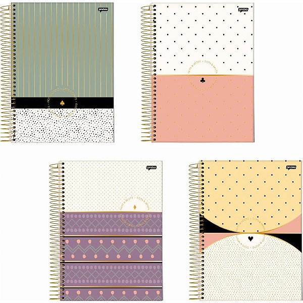 Caderno 10X1 Capa Dura DOTS SPOTS 160 Folhas - Pacote com 04
