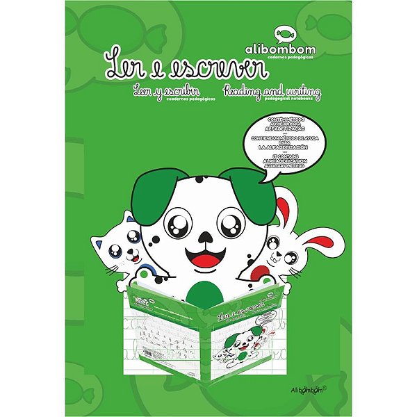 Livro Pedagógico Caligráfica Alibombom Verde com Pauta 60 Folhas Pacote C/5