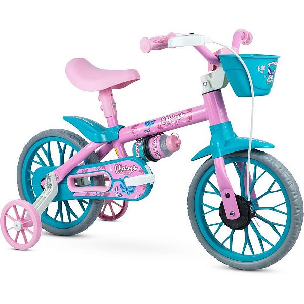 Bicicleta Infantil ARO 12 CHARM com Cestinha e Garrafinha