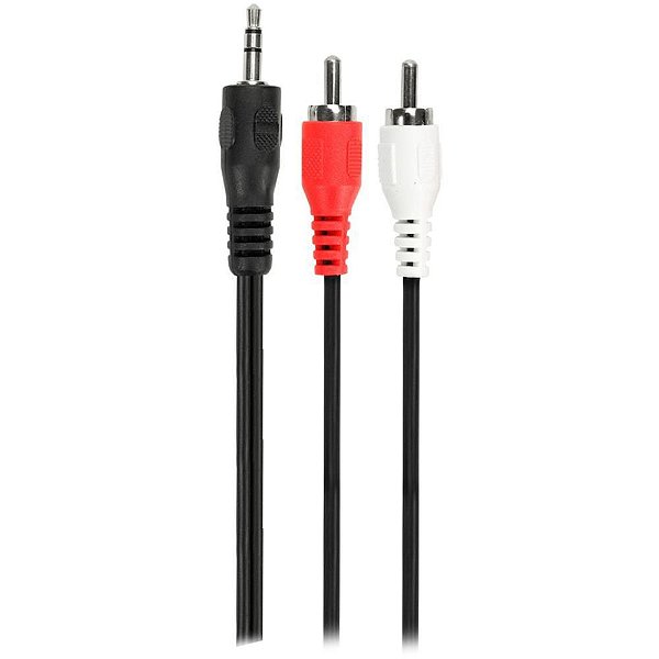 Cabo de áudio P2 ESTÉREO+2 RCA Macho 1.8M