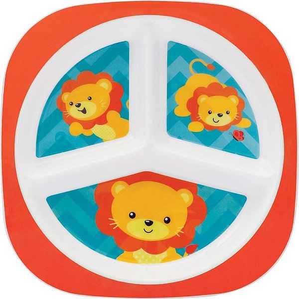 Kit Alimentação Prato com Divisórias FUN Leão