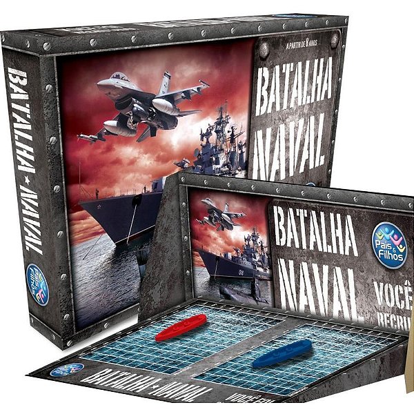 Jogo de Tabuleiro Batalha Naval Estratégico com Peças e Tabuleiros