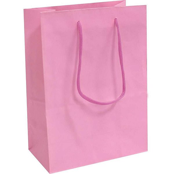 Sacola para Presente Lisa Rosa 15X21,5X8 CM - Pacote com 10 Unidades