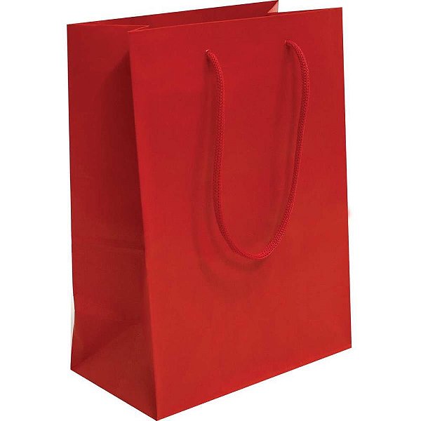 Sacola para Presente Lisa Vermelha 15X21,5X8 CM.  PCT com 10
