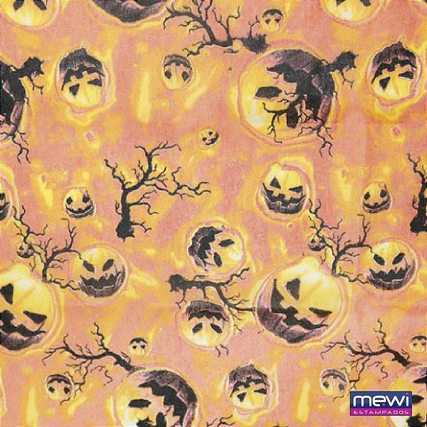 TNT Estampado 1,40M 40G Halloween Abóboras Laranja - Rolo com 25 Metros