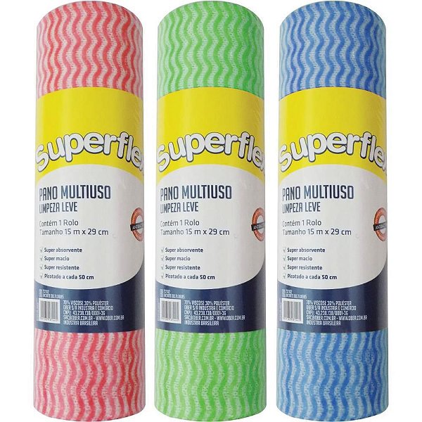 Pano de Limpeza Super FLEX Rolo 29CMX15M