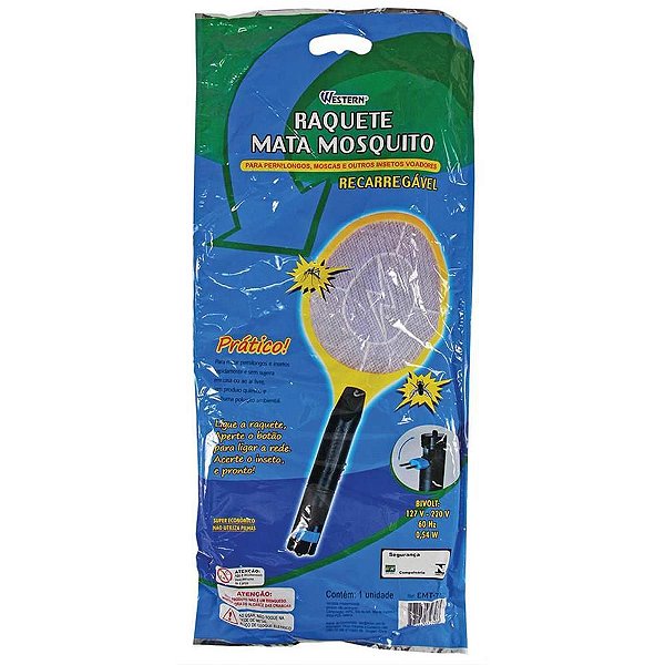 Raquete Elétrica Recarregável Mata Insetos