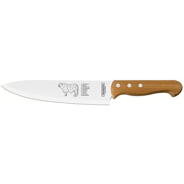 Faca Churrasco Tramontina INOX 8" com Cabo de Madeira