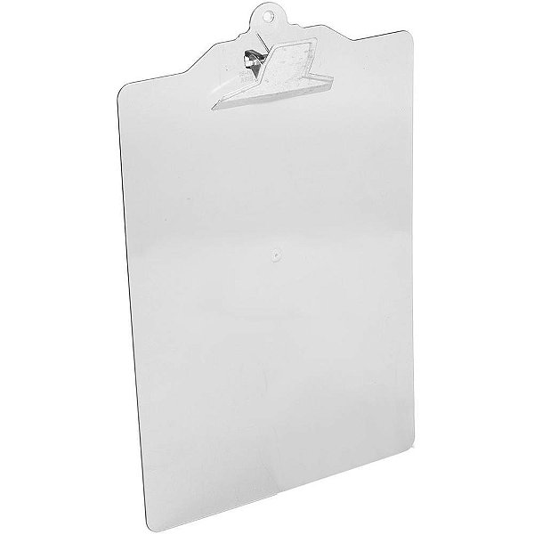 Prancheta Plástica A4 com Prendedor de Metal - Cristal